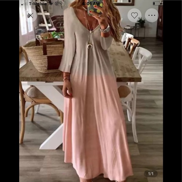 Casual Color Block Tunic V-Neckline A-line Dress B5 - Picture 6 of 8